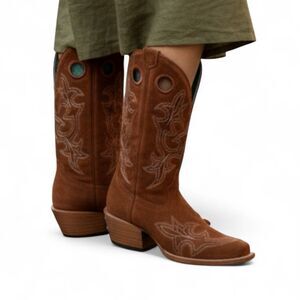 Corral Tan Suede Square Toe Leather Boots(Size 7.5)